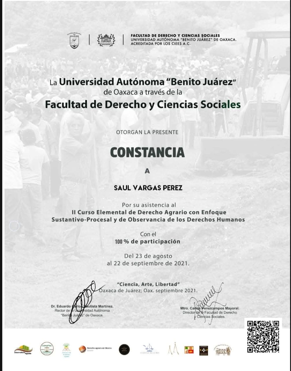 Constancia derecho agrario 2021
