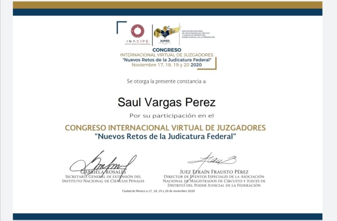 Constancia congreso de juzgadores 2020