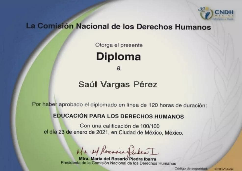 Diploma CNDH derechos humanos 2021